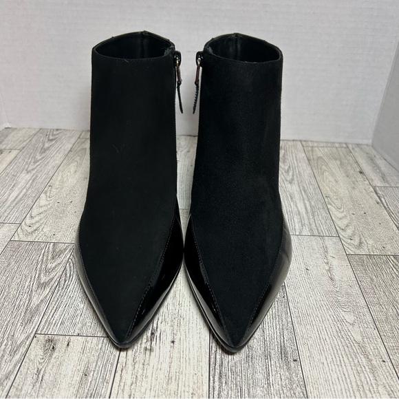 L. K. Bennett Alis black patent leather and suede ankle booties size 7 - Picture 4 of 11